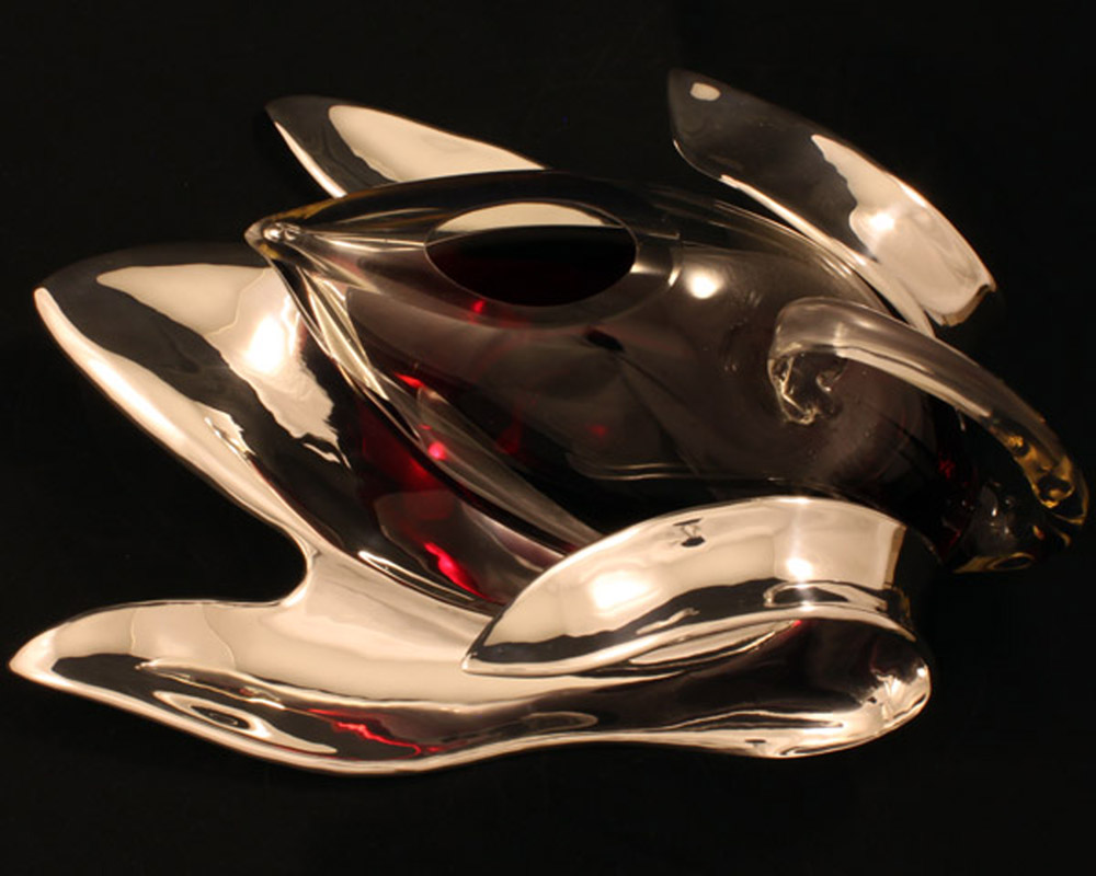 Wine Jug & Stand - 925 Silver, Glass, 2011. Glass by Brian Hirst